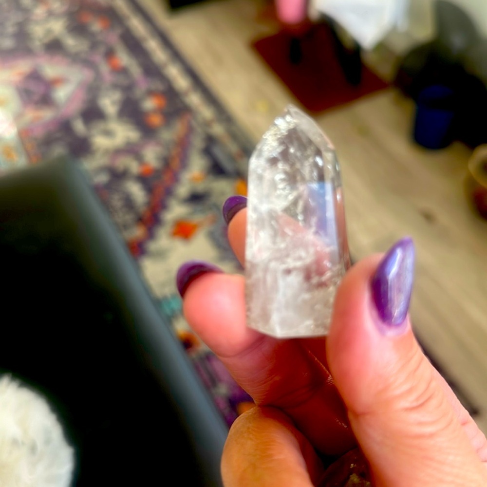 2 green Amethyst Prasiolite mini towers